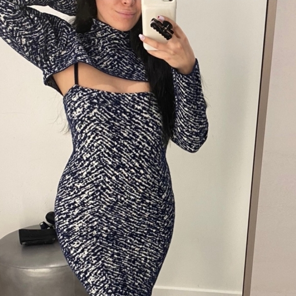 NWT PHILLIP LIM Wool-Blend Sheath Top Crop Shoulder Wrap